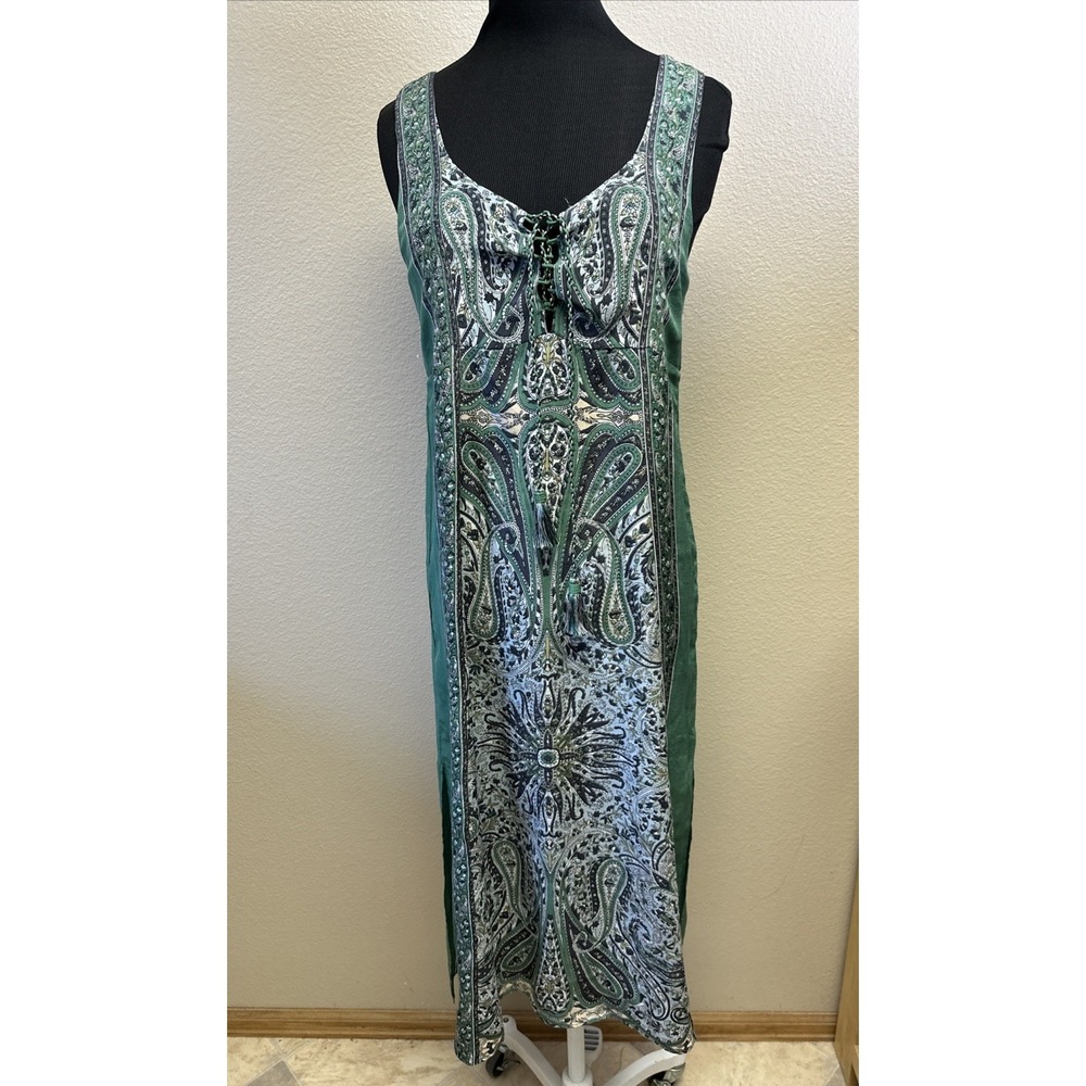 Calypso St Barth XS Emerald Silk Brula‎ Dress Boho Festival Chic Island